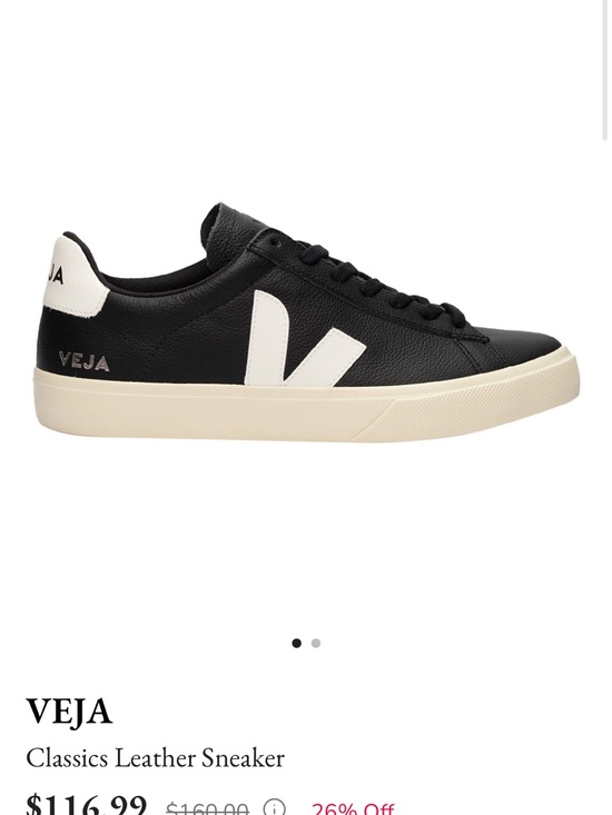 Veja Shoes - Veja Black Leather Classics Sneaker with White V